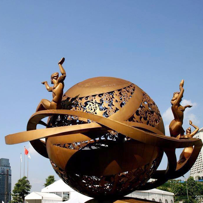 城市廣告標(biāo)識(shí)雕塑古銅漆 